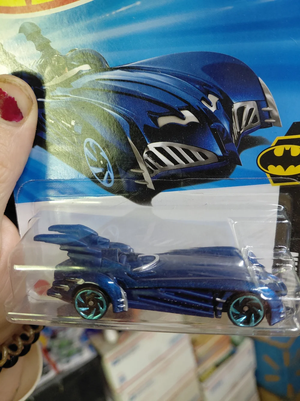 the Hot Wheels 2025 Batman & Robin Batmobile (2/250, Batman 1/5), blue midnight